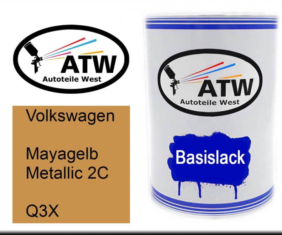 Volkswagen, Mayagelb Metallic 2C, Q3X: 500ml Lackdose, von ATW Autoteile West.